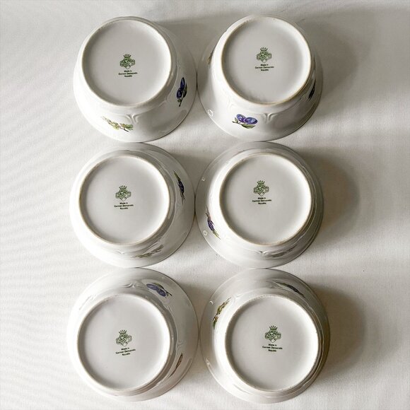 Graf von Henneberg JL Menau Fruits Nuts Gold Trim Dessert Bowls GDR Germany 6pc - Picture 6 of 8